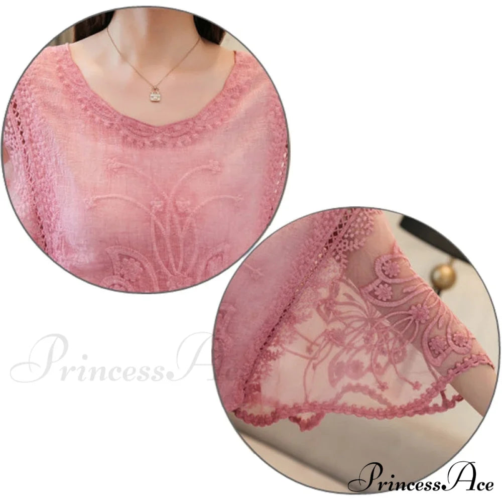 Sweet Spring Lace Fashion and Women's Warm-Season Out Hollow White Blouse Top