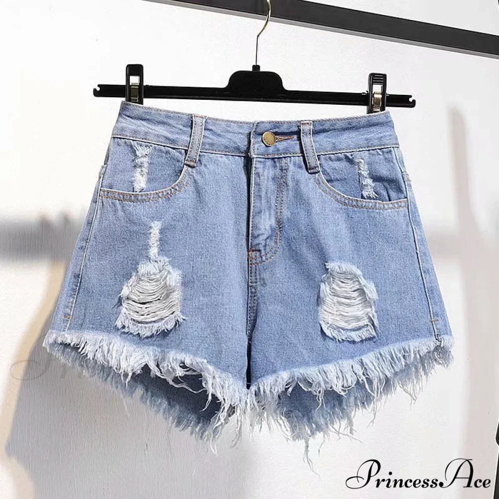 Tassel Detail Shorts Waist High and Denim with for Pockets Women