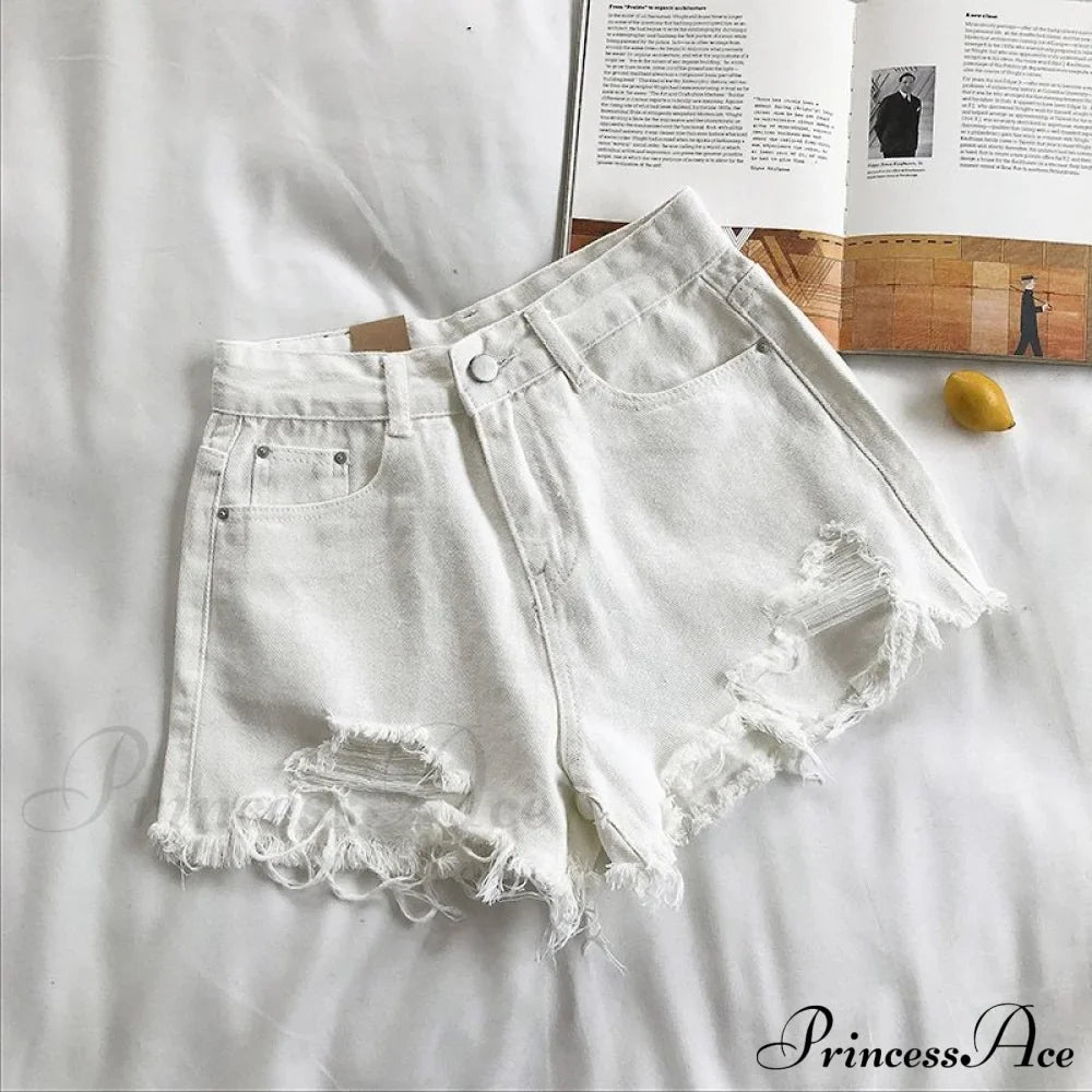 Tassel Detail Shorts Waist High and Denim with for Pockets Women
