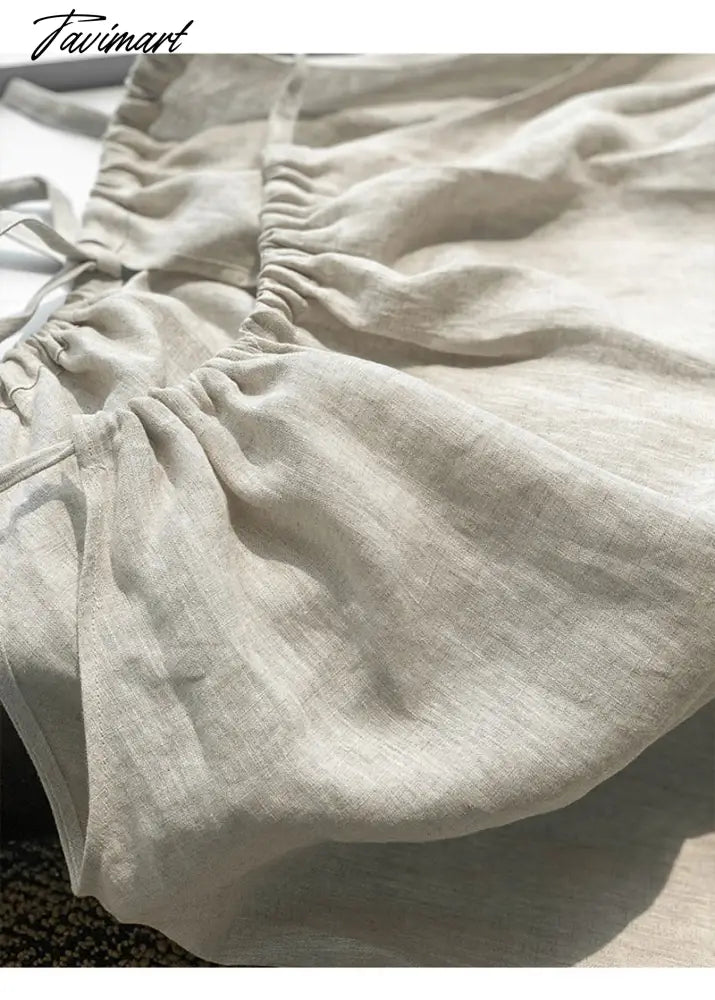 100% Linen Summer Dress Women Sexy Halter Sleeveless Bandage Lace Up Long Dresses Birthday Party Dresses платье женское