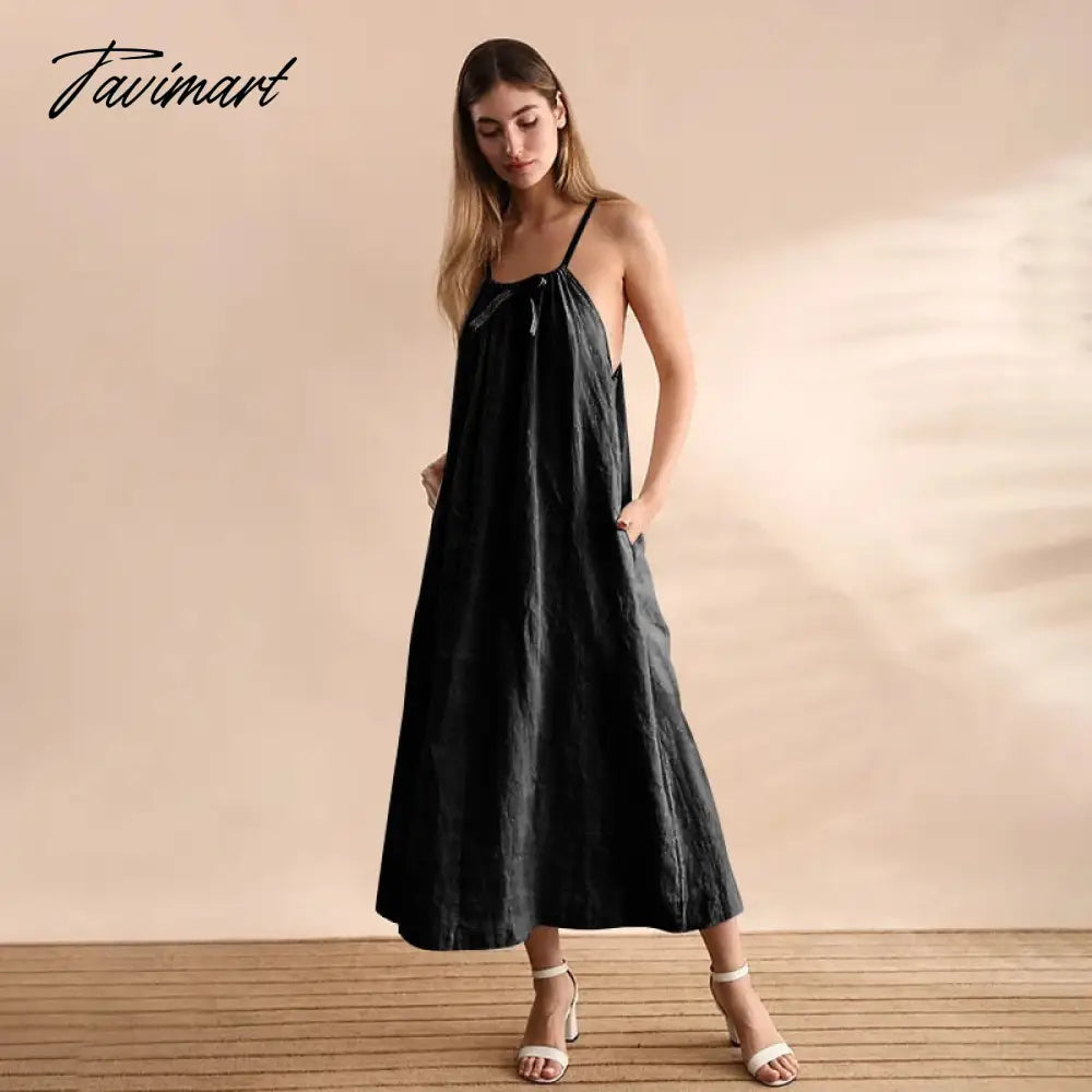 100% Linen Summer Dress Women Sexy Halter Sleeveless Bandage Lace Up Long Dresses Birthday Party Dresses платье женское