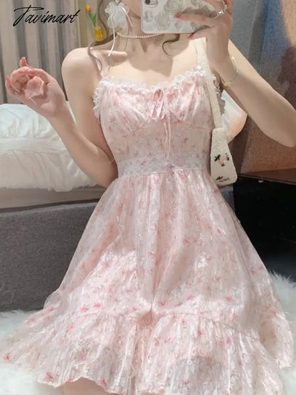 2 Piece Dress Set Women Floral Mini Dress + Casual Blouse Korean Fashion Suits Kawaii Clothing Lolita Dress Party Summer
