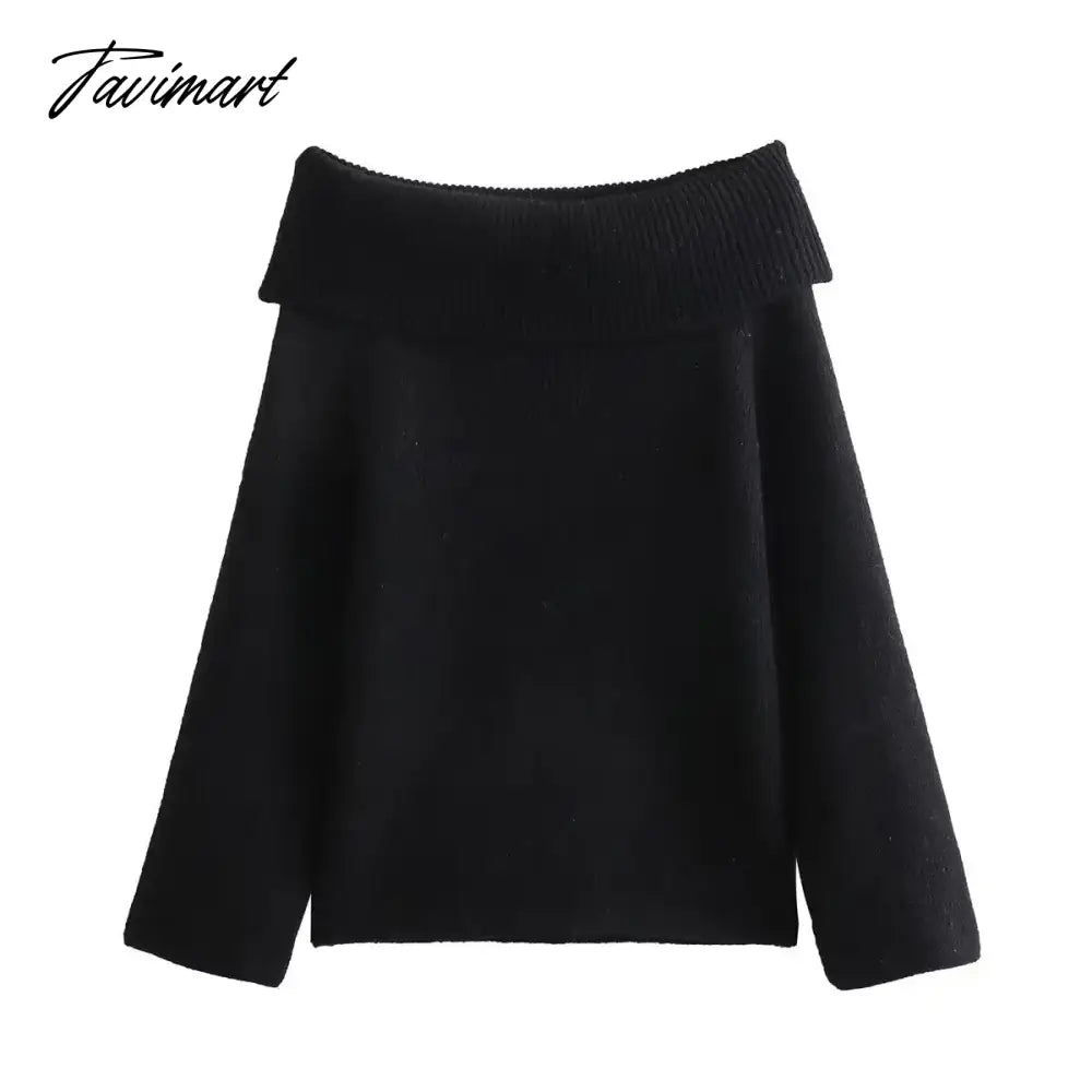 2024 Fashion Solid Simple Knitted Sweater For Woman Slash Neck Long Sleeve Loose Pullover Autumn Casual Streetwear Basic Jumper