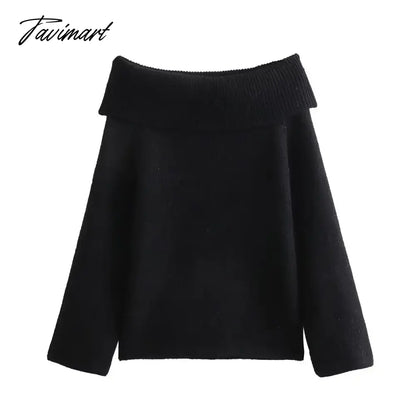 2024 Fashion Solid Simple Knitted Sweater For Woman Slash Neck Long Sleeve Loose Pullover Autumn Casual Streetwear Basic Jumper