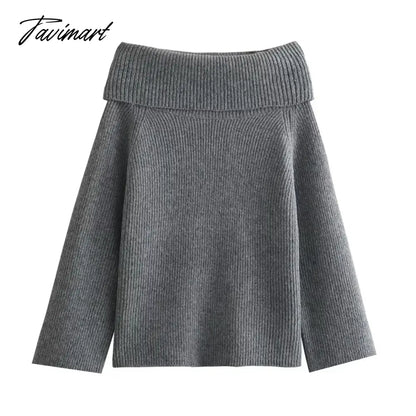 2024 Fashion Solid Simple Knitted Sweater For Woman Slash Neck Long Sleeve Loose Pullover Autumn Casual Streetwear Basic Jumper