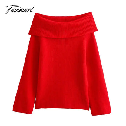 2024 Fashion Solid Simple Knitted Sweater For Woman Slash Neck Long Sleeve Loose Pullover Autumn Casual Streetwear Basic Jumper