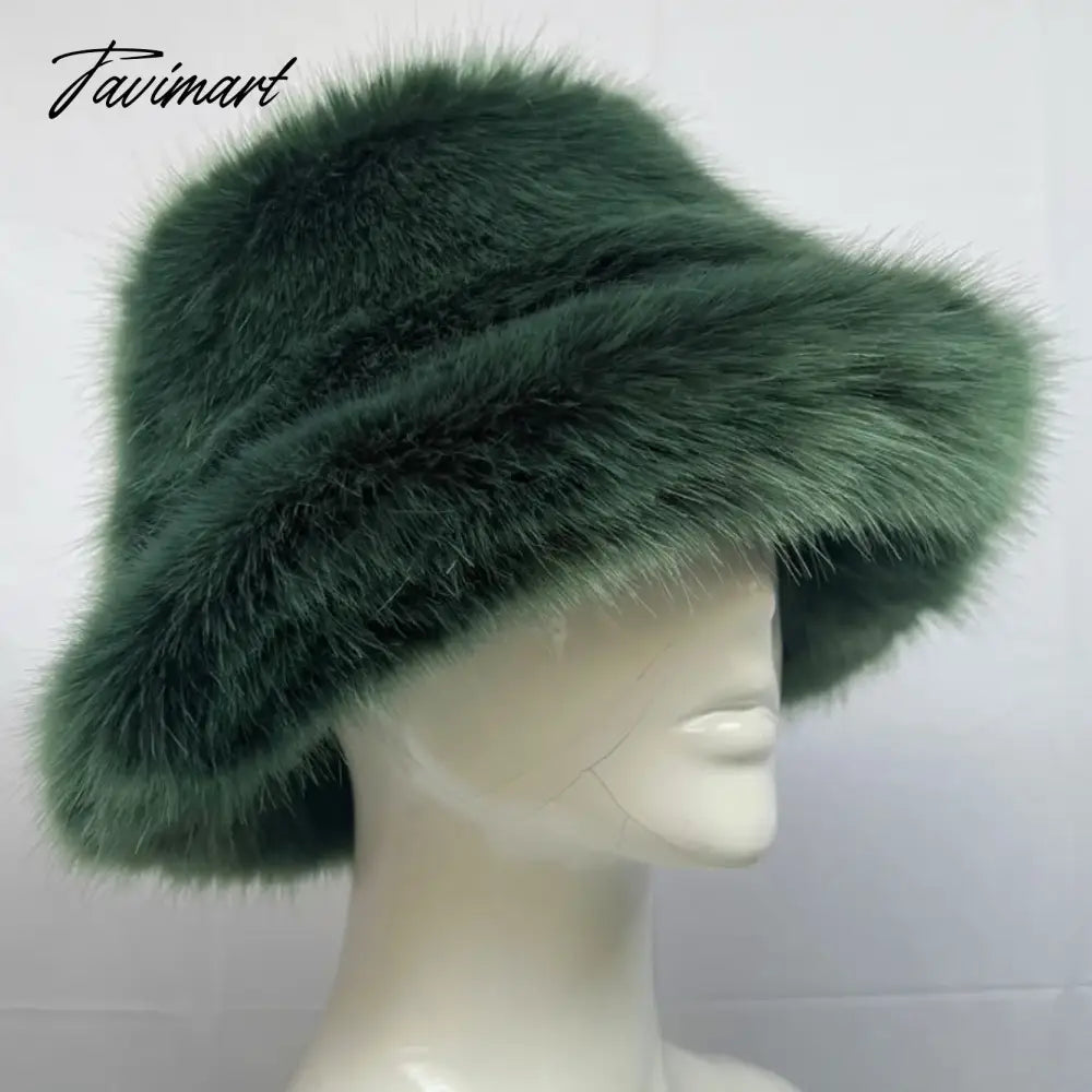 58-60cm Xl Fashion Faux Fur Bucket Hats For Women Winter Warm Big Faux Fur Fluffy Luxury Plush Fisherman Caps Outdoor Ski Panama