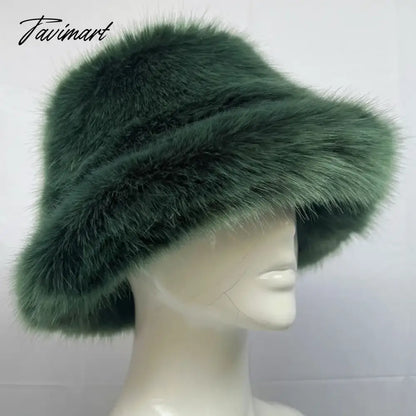 58-60cm Xl Fashion Faux Fur Bucket Hats For Women Winter Warm Big Faux Fur Fluffy Luxury Plush Fisherman Caps Outdoor Ski Panama