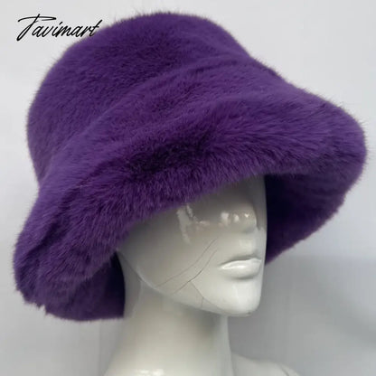 58-60cm Xl Fashion Faux Fur Bucket Hats For Women Winter Warm Big Faux Fur Fluffy Luxury Plush Fisherman Caps Outdoor Ski Panama