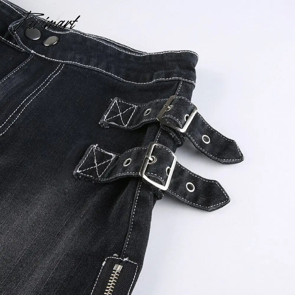 90s Y2K Denim Skirt With Buckle Side Zip Fitted Low Waist Micro Mini Skirt Women EMO Girl Grunge Aesthetic Outfit