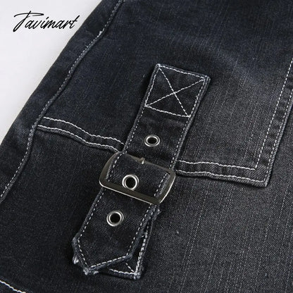 90s Y2K Denim Skirt With Buckle Side Zip Fitted Low Waist Micro Mini Skirt Women EMO Girl Grunge Aesthetic Outfit