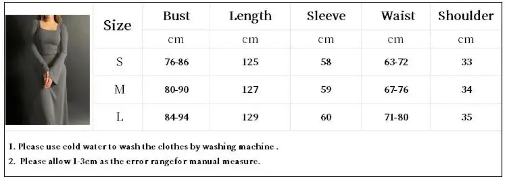 A-line Swing Square Collar Fashion Elegant Fall Women Dress Rib Simple Solid Long Sleeve Slim Thread Basics Vestido Vintage