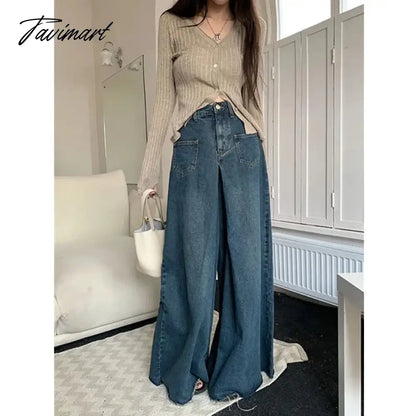 American Retro High Waist Wide Leg Jeans for Women Fashion High Street Loose Mopping Pants Harajuku Hot Girl Straight Trousers