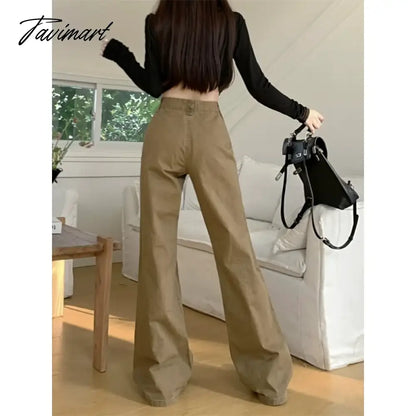 American Retro Multi-pocket Casual Denim Cargo Pants Women 2024 Spring New Low Waist All Match Distressed Wide Leg Jeans