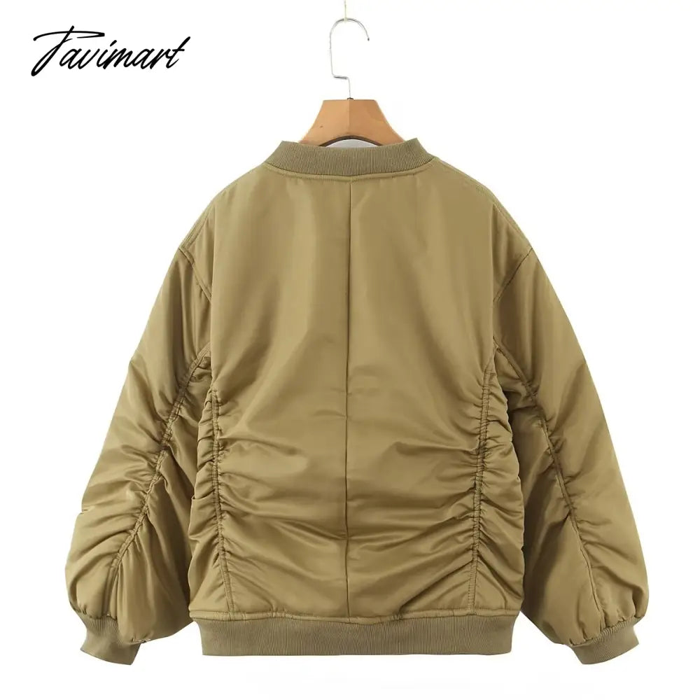 American Vintage Coat Ins Blogger Vintage Loose Boyfriend Lovers Khaki Solid Bomber Jacket Women