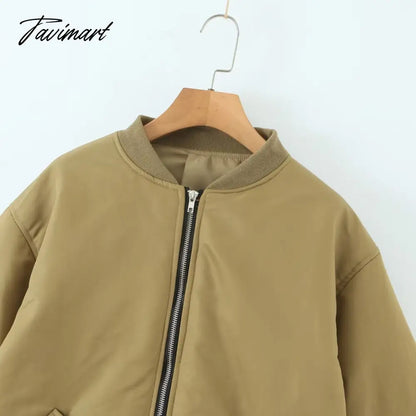 American Vintage Coat Ins Blogger Vintage Loose Boyfriend Lovers Khaki Solid Bomber Jacket Women