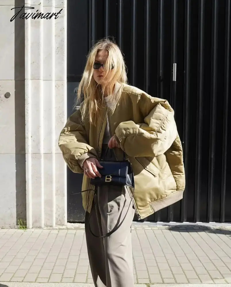 American Vintage Coat Ins Blogger Vintage Loose Boyfriend Lovers Khaki Solid Bomber Jacket Women