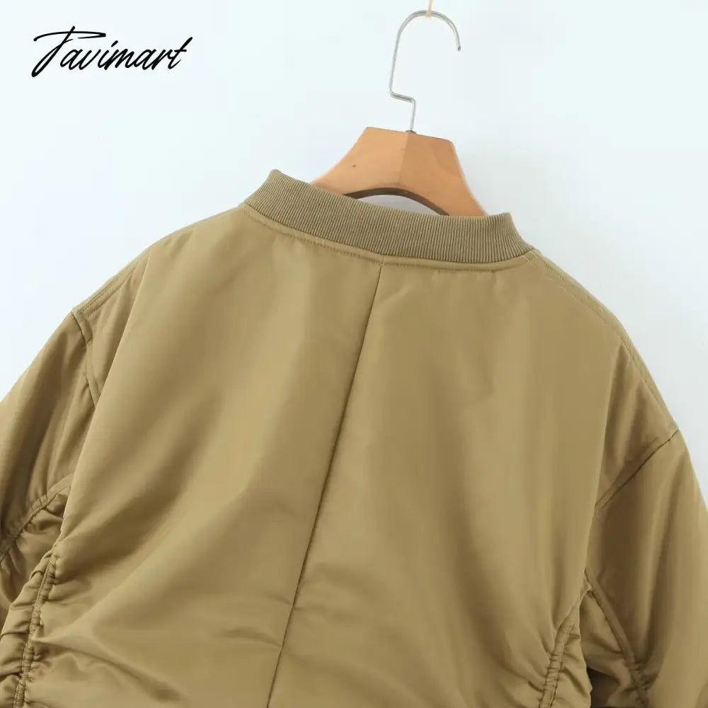 American Vintage Coat Ins Blogger Vintage Loose Boyfriend Lovers Khaki Solid Bomber Jacket Women