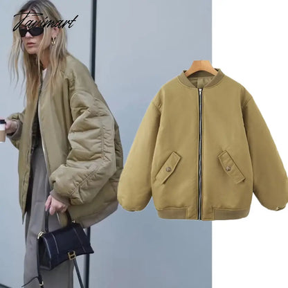 American Vintage Coat Ins Blogger Vintage Loose Boyfriend Lovers Khaki Solid Bomber Jacket Women