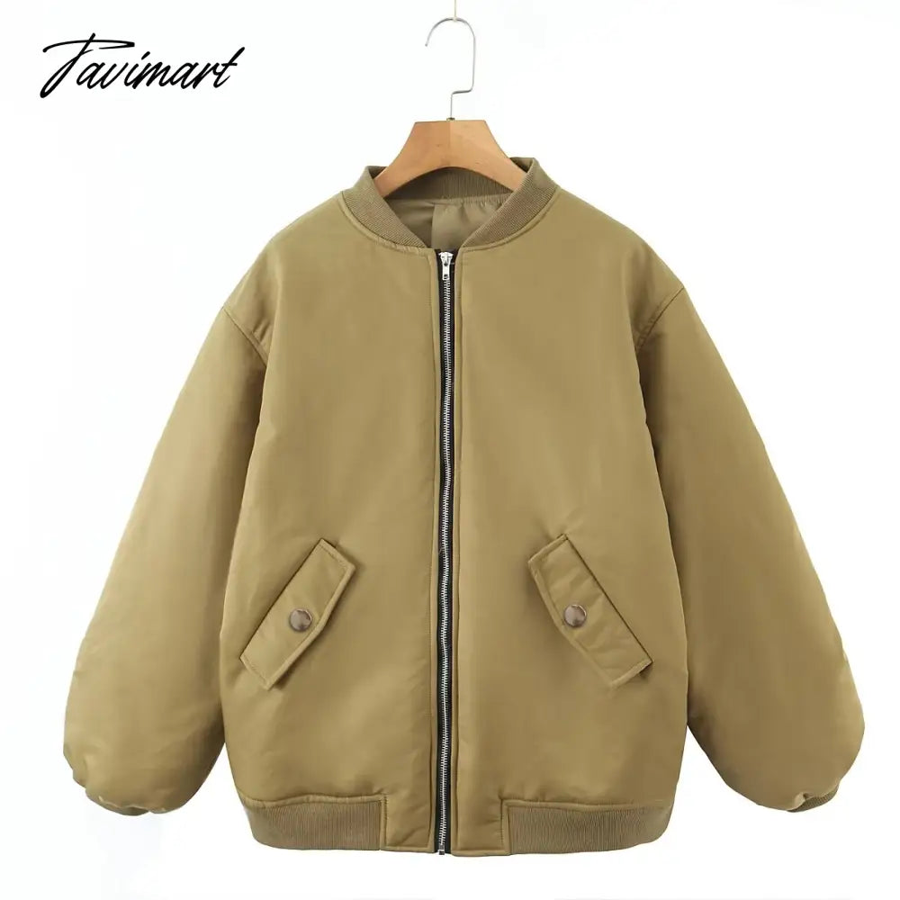 American Vintage Coat Ins Blogger Vintage Loose Boyfriend Lovers Khaki Solid Bomber Jacket Women