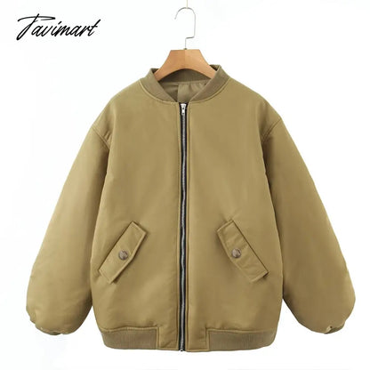American Vintage Coat Ins Blogger Vintage Loose Boyfriend Lovers Khaki Solid Bomber Jacket Women
