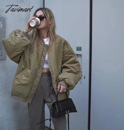American Vintage Coat Ins Blogger Vintage Loose Boyfriend Lovers Khaki Solid Bomber Jacket Women