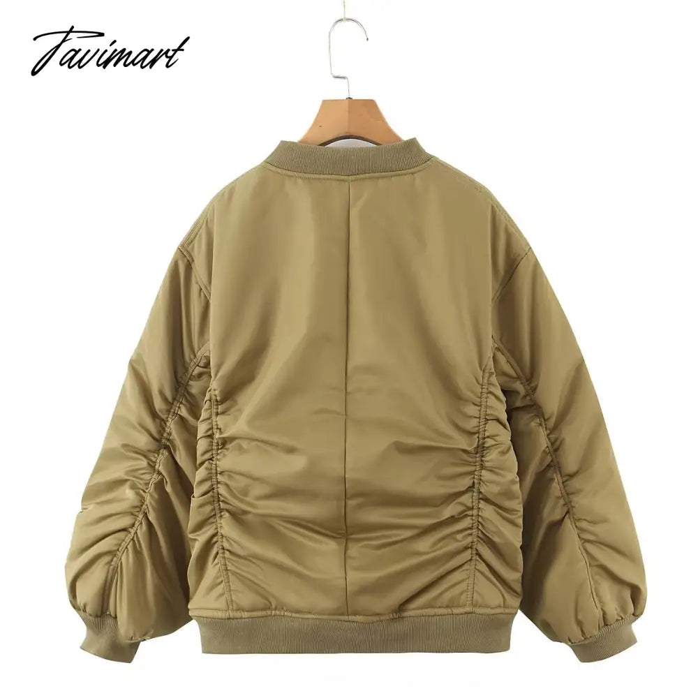 American Vintage Coat Ins Blogger Vintage Loose Boyfriend Lovers Khaki Solid Bomber Jacket Women