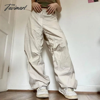 American Vintage Drawstring Slim Wasit Wide Leg Pants Summer High Waist Trousers Loose All-match Cargo Pants Y2k Streetwear