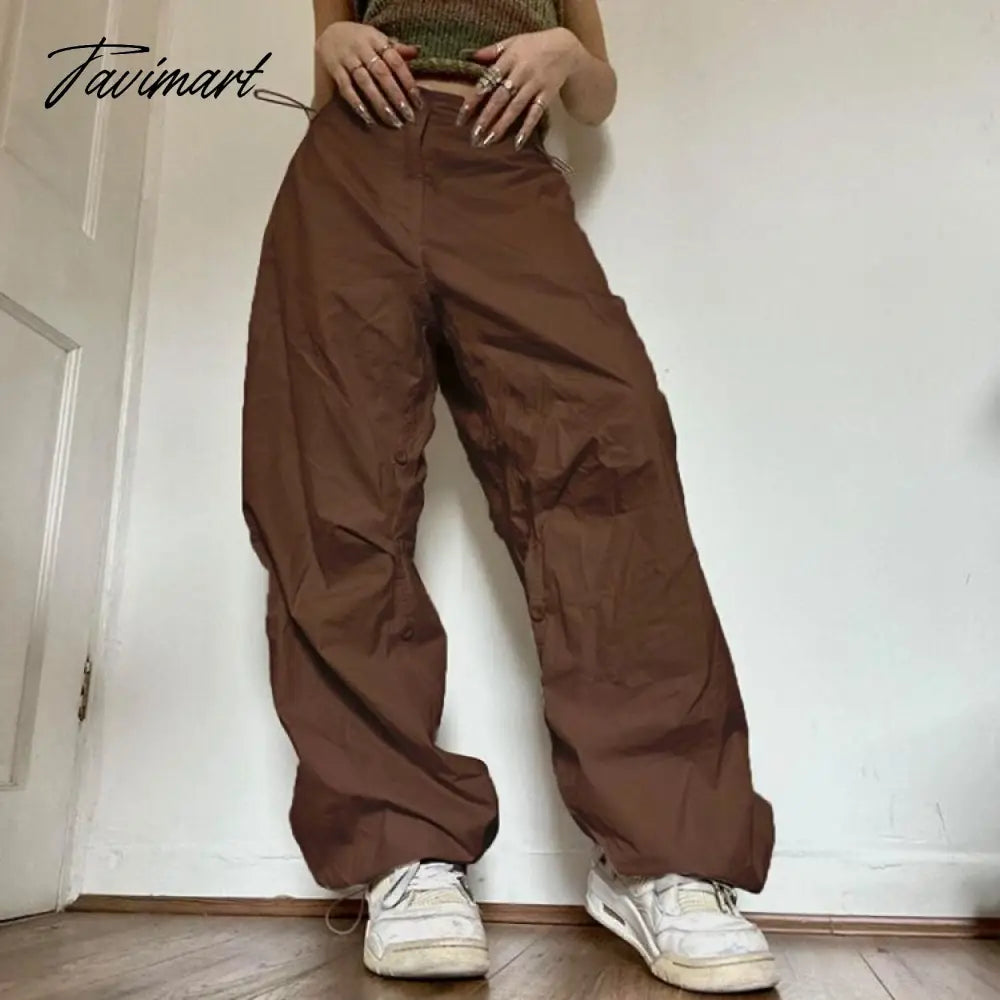 American Vintage Drawstring Slim Wasit Wide Leg Pants Summer High Waist Trousers Loose All-match Cargo Pants Y2k Streetwear