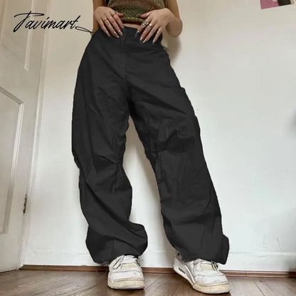 American Vintage Drawstring Slim Wasit Wide Leg Pants Summer High Waist Trousers Loose All-match Cargo Pants Y2k Streetwear
