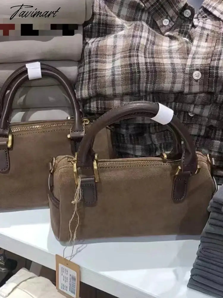 American Vintage Faux Suede Shoulder Bag Four Season High Quality Ladies Bags School Style High Street Fashion Handbags 2024