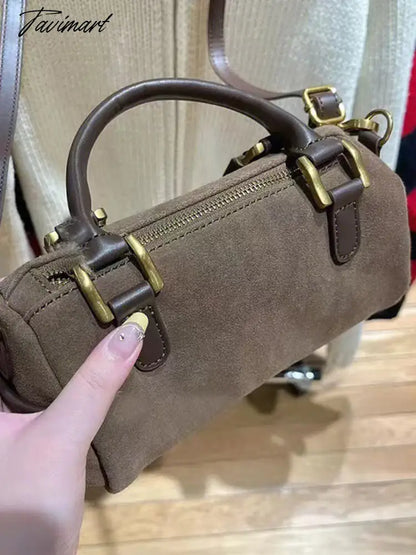 American Vintage Faux Suede Shoulder Bag Four Season High Quality Ladies Bags School Style High Street Fashion Handbags 2024