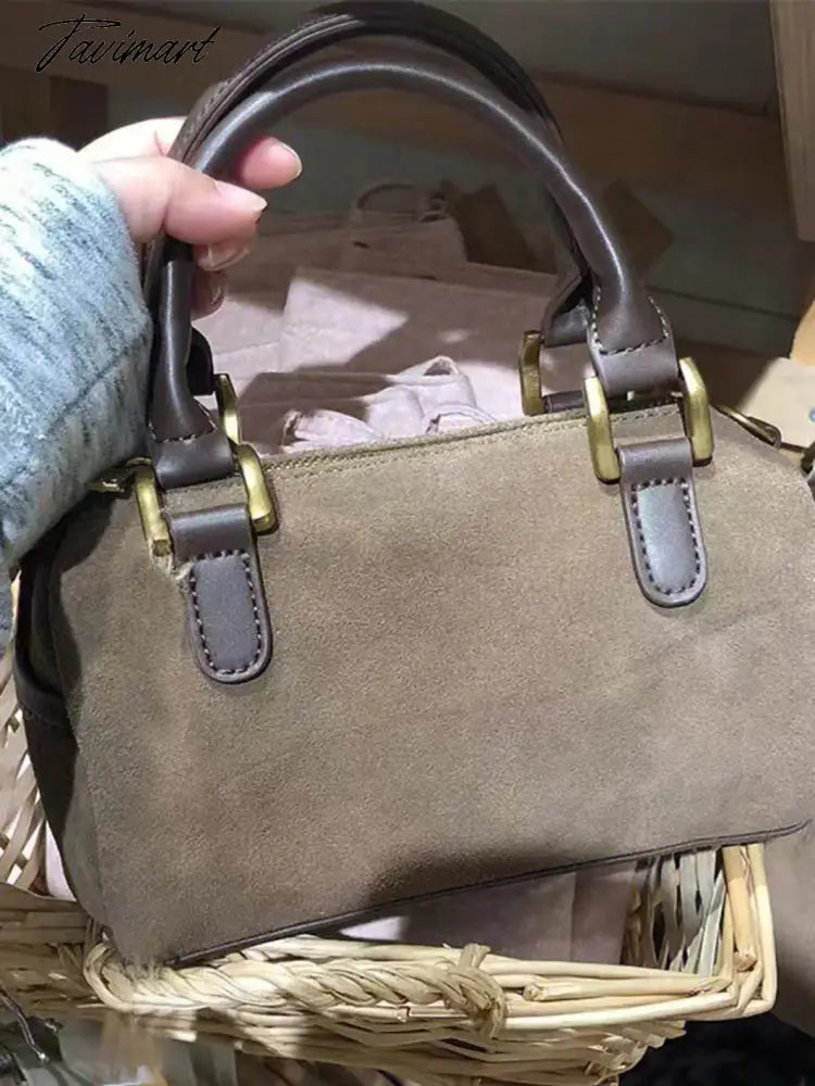 American Vintage Faux Suede Shoulder Bag Four Season High Quality Ladies Bags School Style High Street Fashion Handbags 2024