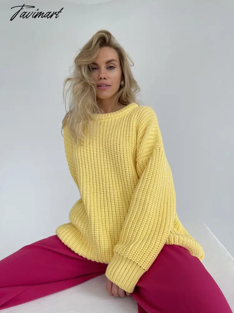 autumn and winter loose thick color round neck pullover oversized sweater women cashmere solid color fashion sweater women