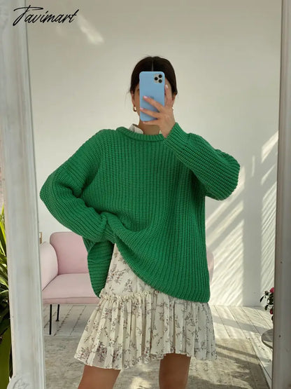 autumn and winter loose thick color round neck pullover oversized sweater women cashmere solid color fashion sweater women