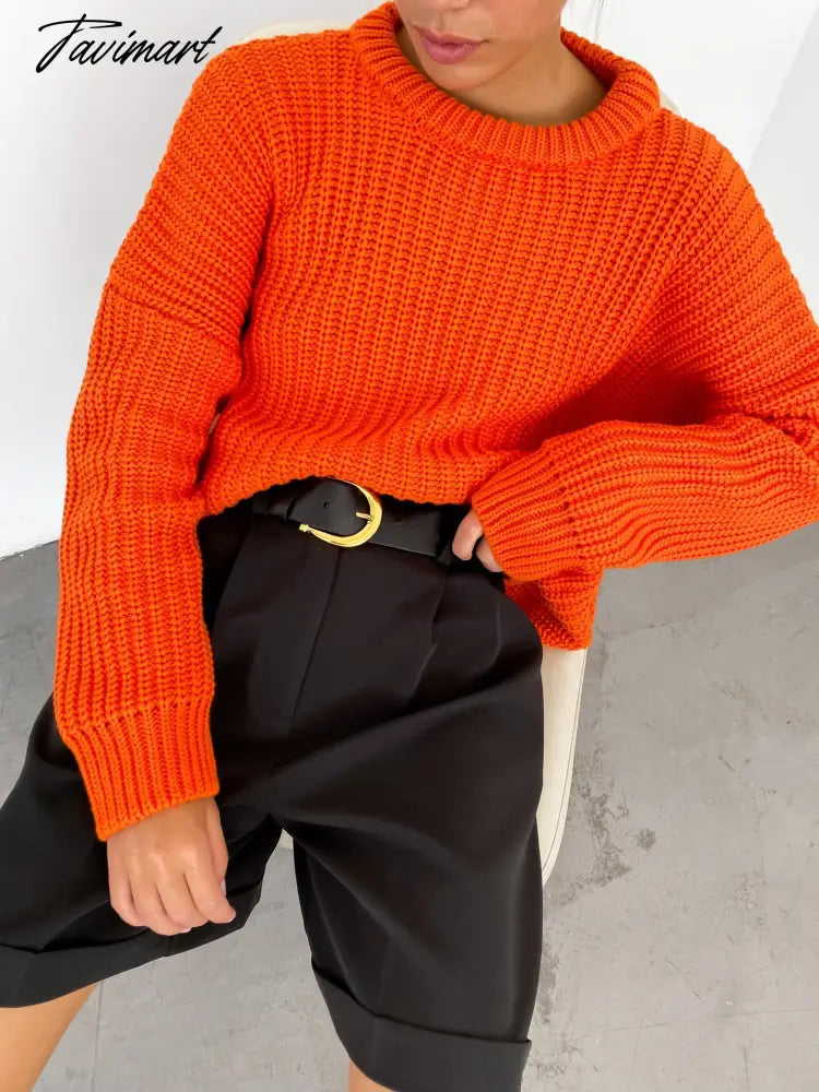 autumn and winter loose thick color round neck pullover oversized sweater women cashmere solid color fashion sweater women