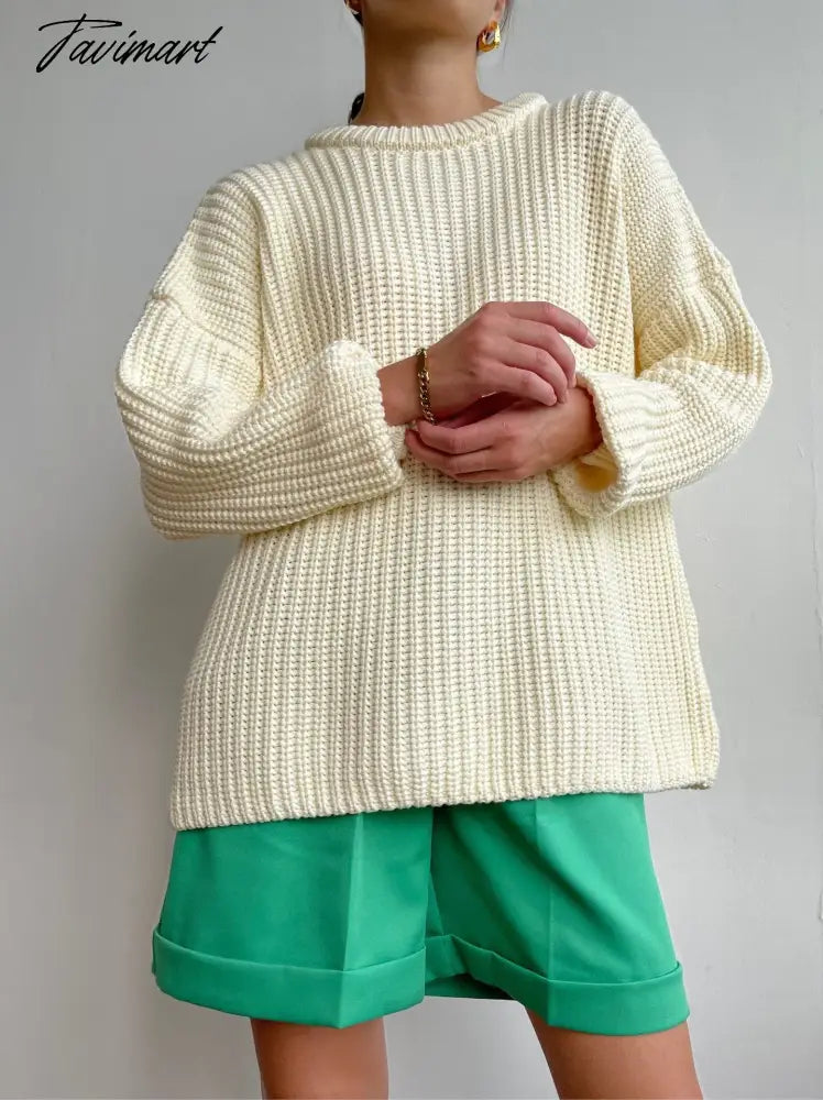 autumn and winter loose thick color round neck pullover oversized sweater women cashmere solid color fashion sweater women