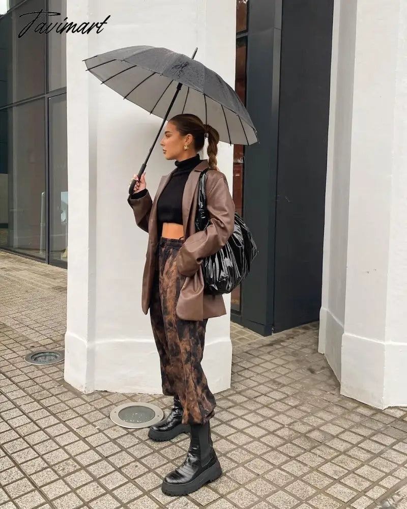 Autumn and Winter New High-quality Women's Leather Casual Warm Suit Jacket Top Clothing