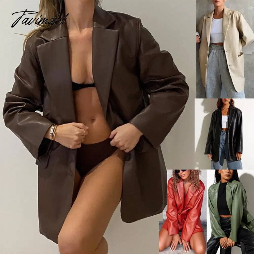 Autumn and Winter New High-quality Women's Leather Casual Warm Suit Jacket Top Clothing