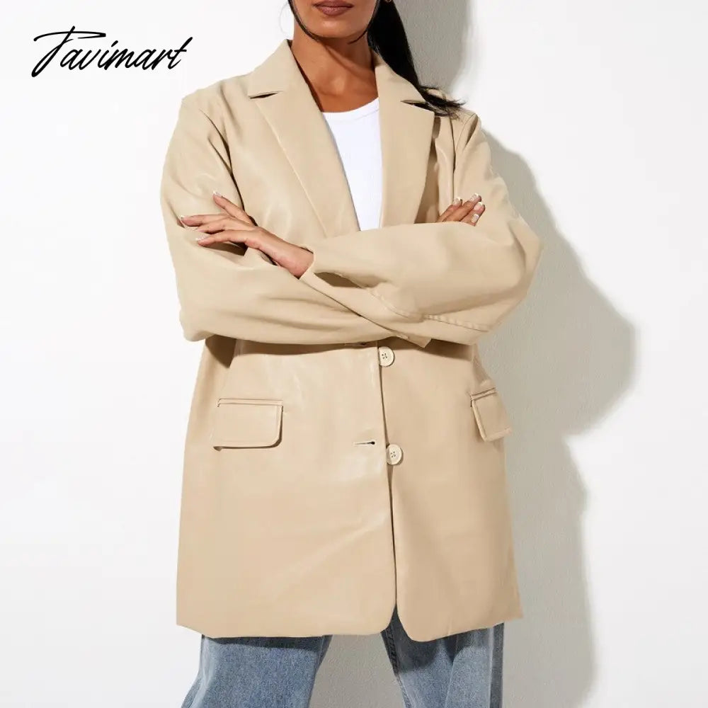 Autumn and Winter New High-quality Women's Leather Casual Warm Suit Jacket Top Clothing