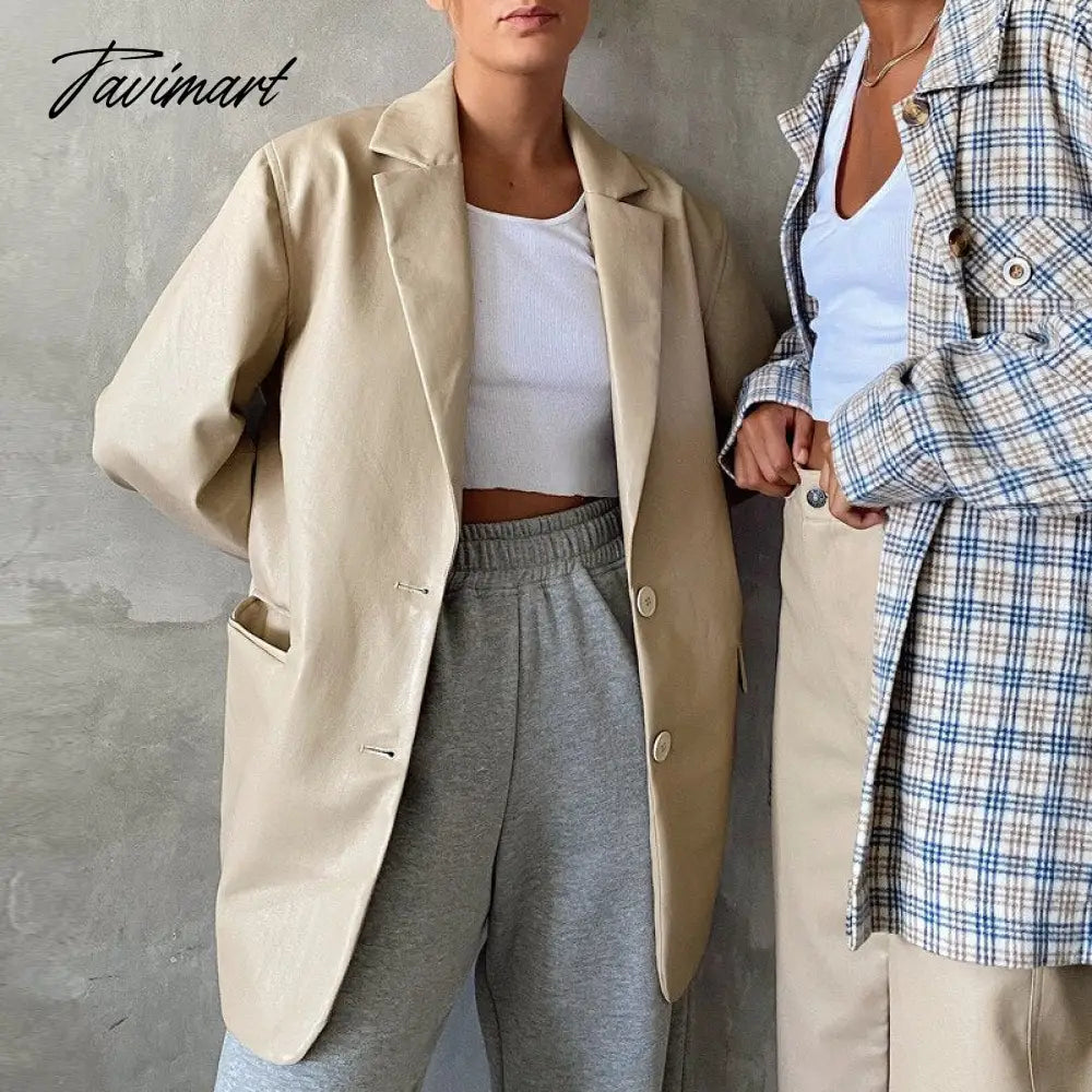 Autumn and Winter New High-quality Women's Leather Casual Warm Suit Jacket Top Clothing