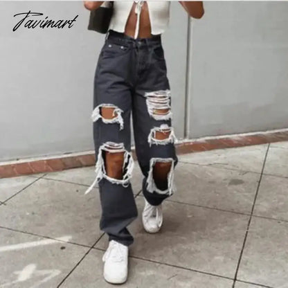 Autumn Black Women Cowboy Striped Patchwork Jeans Street Casual Hip Hop High Waist Loose Straight Jeans Women Fashion Pants