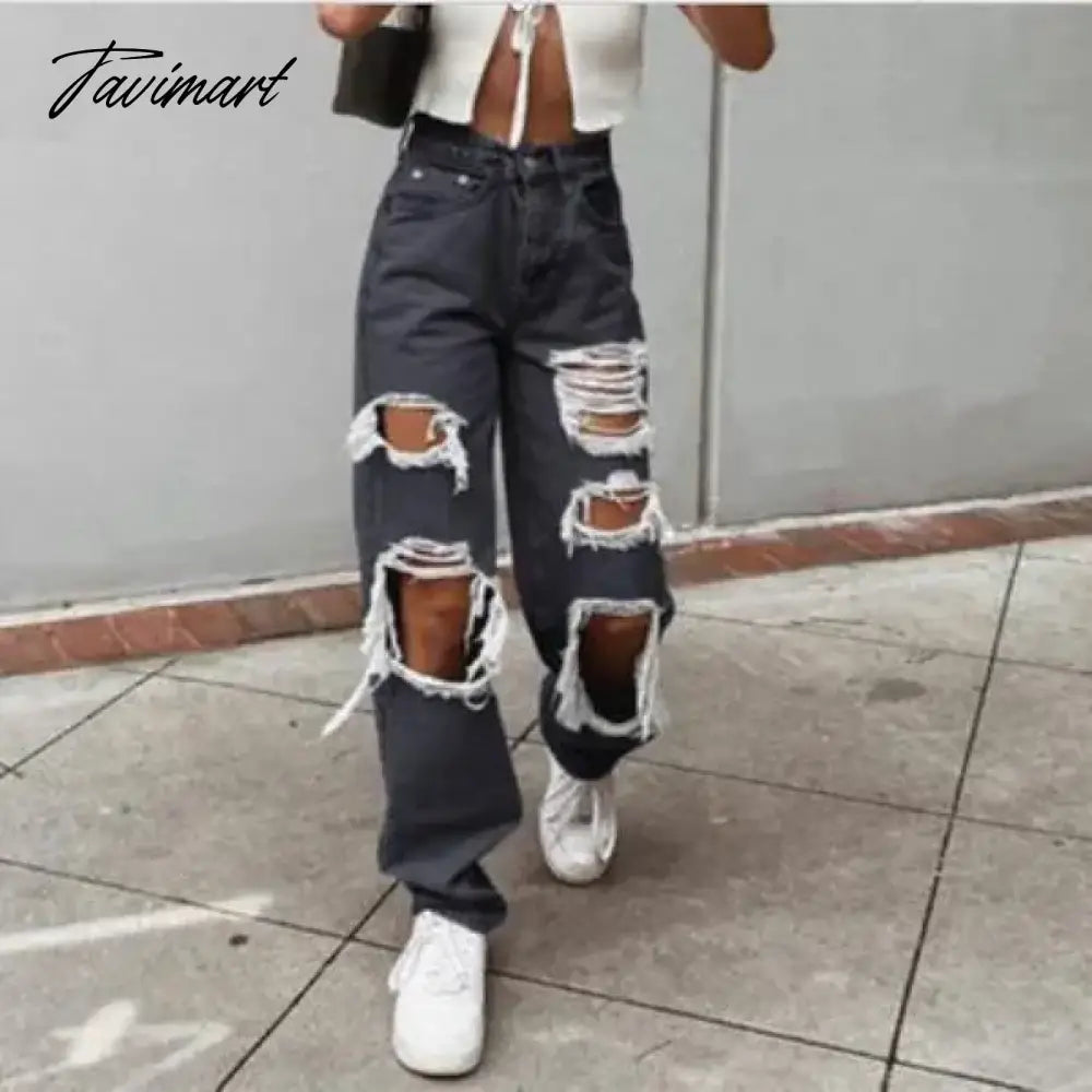 Autumn Black Women Cowboy Striped Patchwork Jeans Street Casual Hip Hop High Waist Loose Straight Jeans Women Fashion Pants