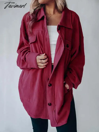 Autumn Long Jacket Women Winter Plush Coat Shirt Jacket Female Button Fleece Coat Jackets For Women
