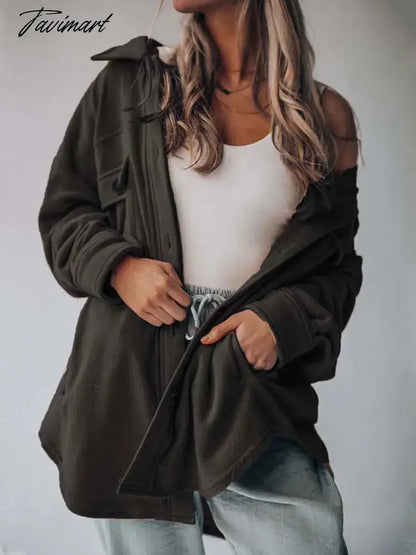 Autumn Long Jacket Women Winter Plush Coat Shirt Jacket Female Button Fleece Coat Jackets For Women