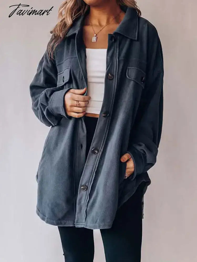 Autumn Long Jacket Women Winter Plush Coat Shirt Jacket Female Button Fleece Coat Jackets For Women