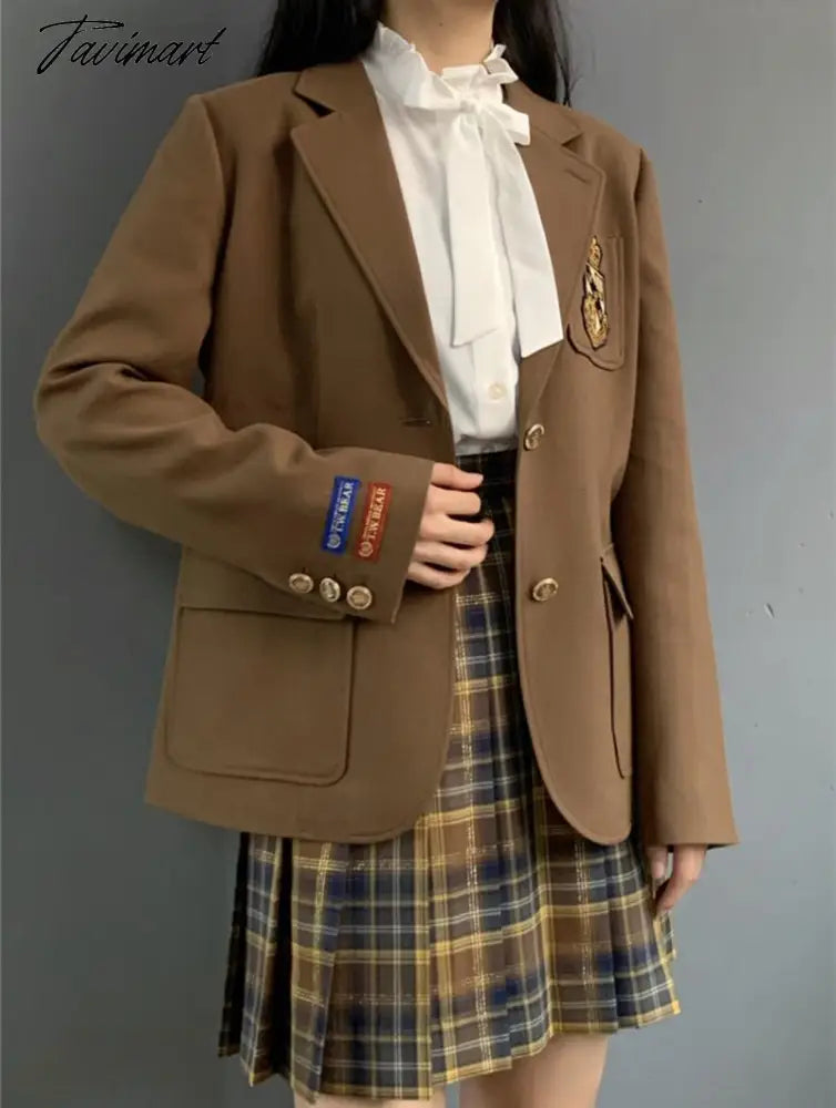 Autumn New College Style Badge JK Uniform Blazer Jacket Жакеты и пиджаки костюмные женские chaqueta de otoño para mujer
