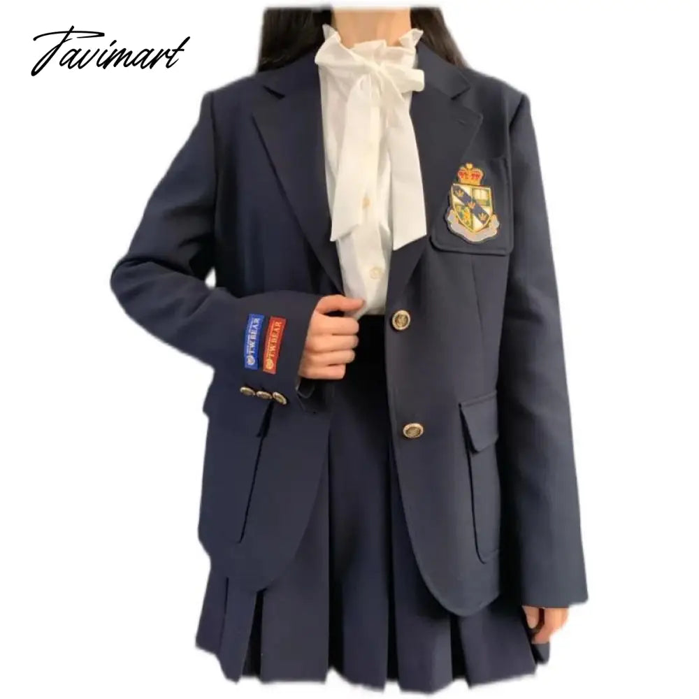 Autumn New College Style Badge JK Uniform Blazer Jacket Жакеты и пиджаки костюмные женские chaqueta de otoño para mujer