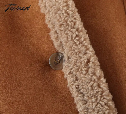 Autumn Retro Suede Long Sleeves Warm Coats Women New Loose Solid Color Jackets Streetwear Fashion Casual Casacos Mujer