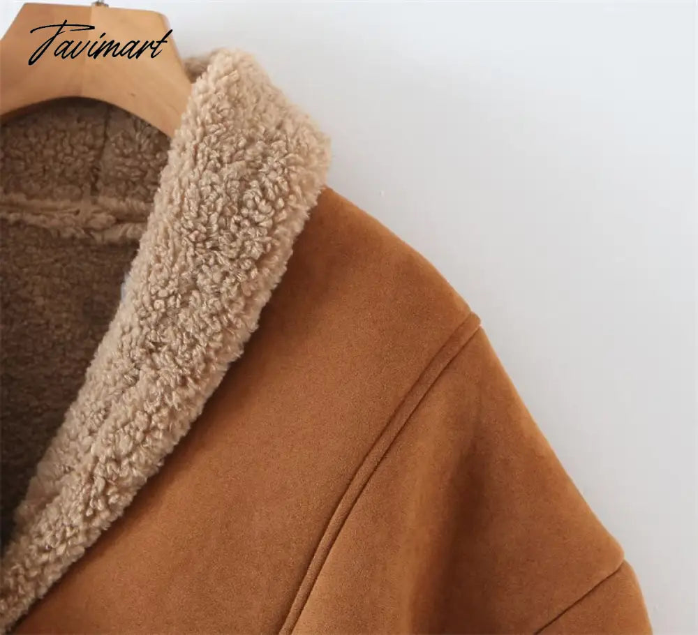 Autumn Retro Suede Long Sleeves Warm Coats Women New Loose Solid Color Jackets Streetwear Fashion Casual Casacos Mujer